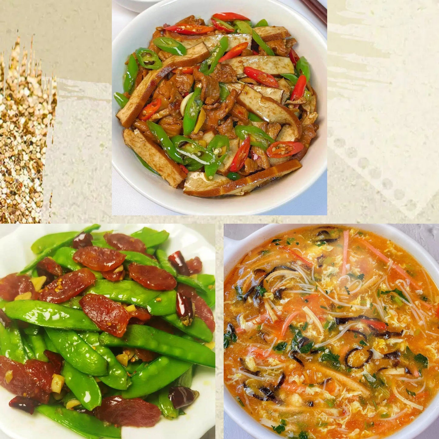 8月11日周二（C餐）精致小餐：香干炒肉🌶️     腊味炒甜豆    酸辣汤