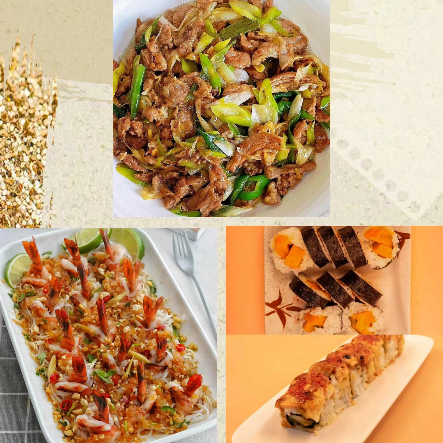 3月24日周二（C餐）精致小餐：葱爆羊肉     泰汁蒸虾（酸辣）🌶️    日式卷