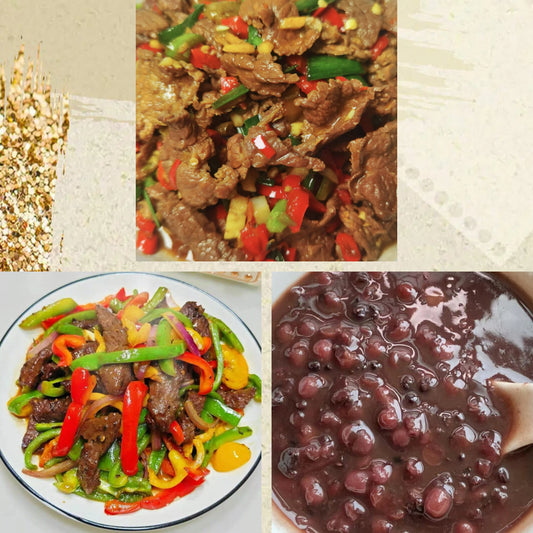 7月3日周五（C餐）精致小餐：农家小炒肉🌶️   豉椒炒牛肉     陈皮红豆沙