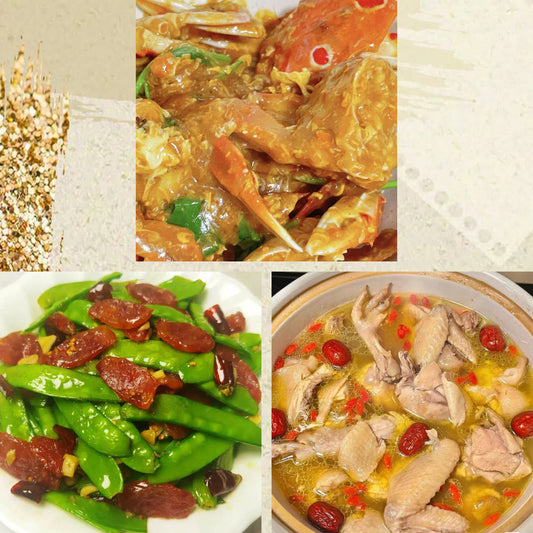 7月20日周一（C餐）精致小餐：咖喱炒蓝蟹🌶️    甜豆炒腊味    养颜滋补鸡汤