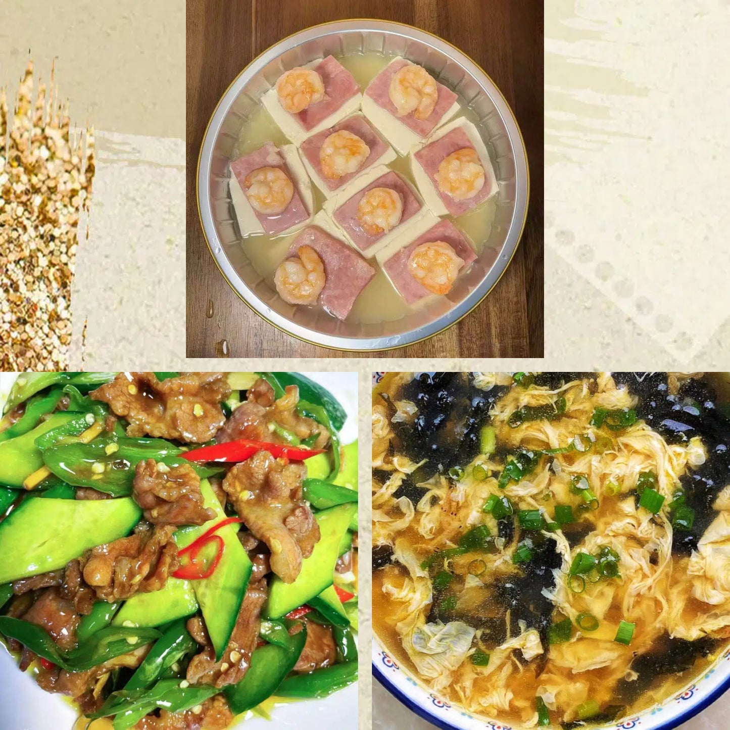 12月14日周日（C餐）精致小餐：豆腐火腿蒸大虾    青瓜炒肉片    紫菜蛋花汤