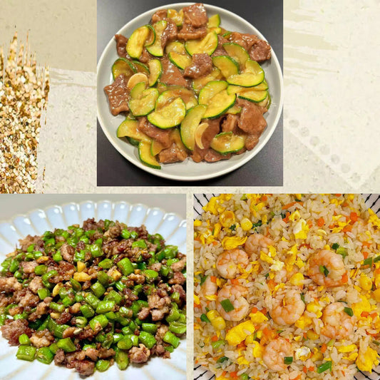 7月6日周一（C餐）精致小餐：牛肉炒西葫芦     肉沫四季豆     虾仁炒饭