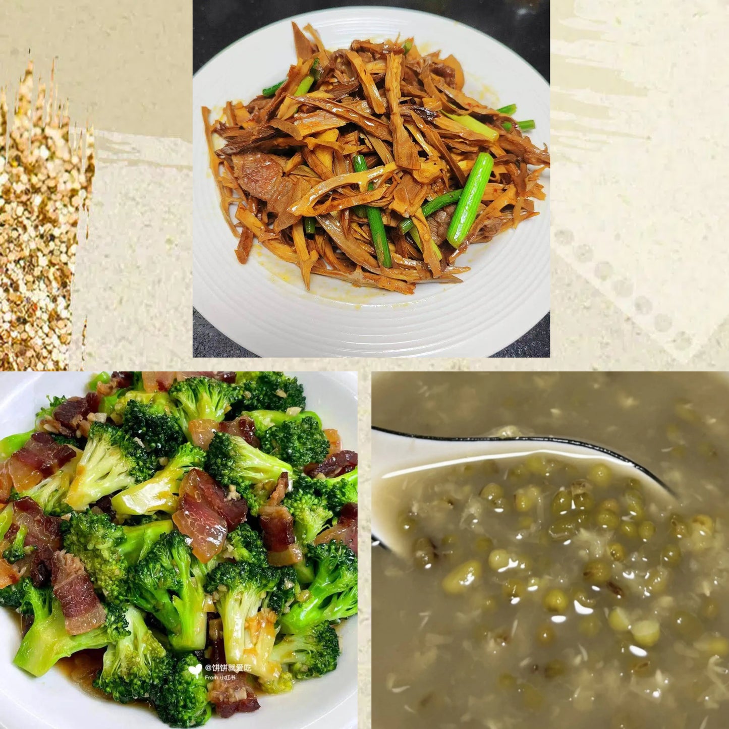 7月28日周二（C餐）精致小餐：五花肉炒笋干     腊肠炒西蓝花    陈皮绿豆沙