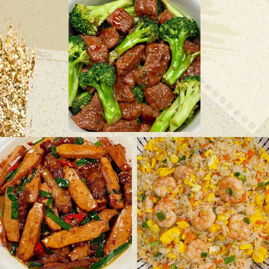 3月15日周日（C餐）精致小餐：香干炒肉🌶️       西蓝花炒牛肉      虾仁炒饭