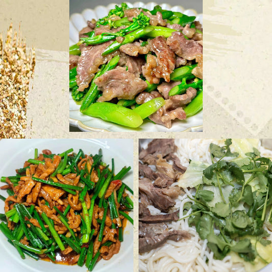 6月23日周二（C餐）精致小餐：牛肉炒芥兰     韭菜花炒肉丝       清汤牛腱粉（2盒）