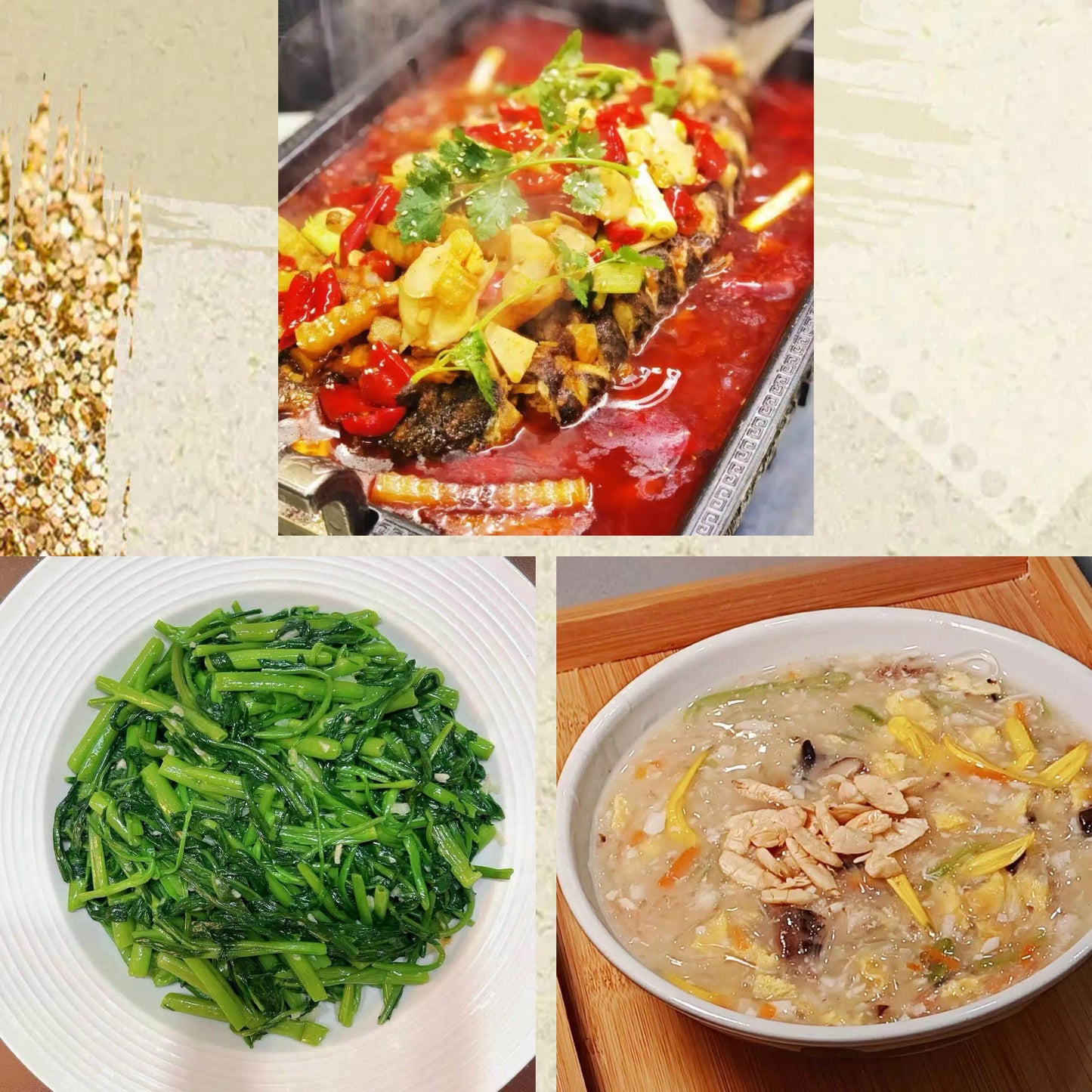 8月17日周一（C餐）精致小餐：麻辣酸菜烤鱼🌶️     蒜蓉空心菜   鱼蓉仿肚羹