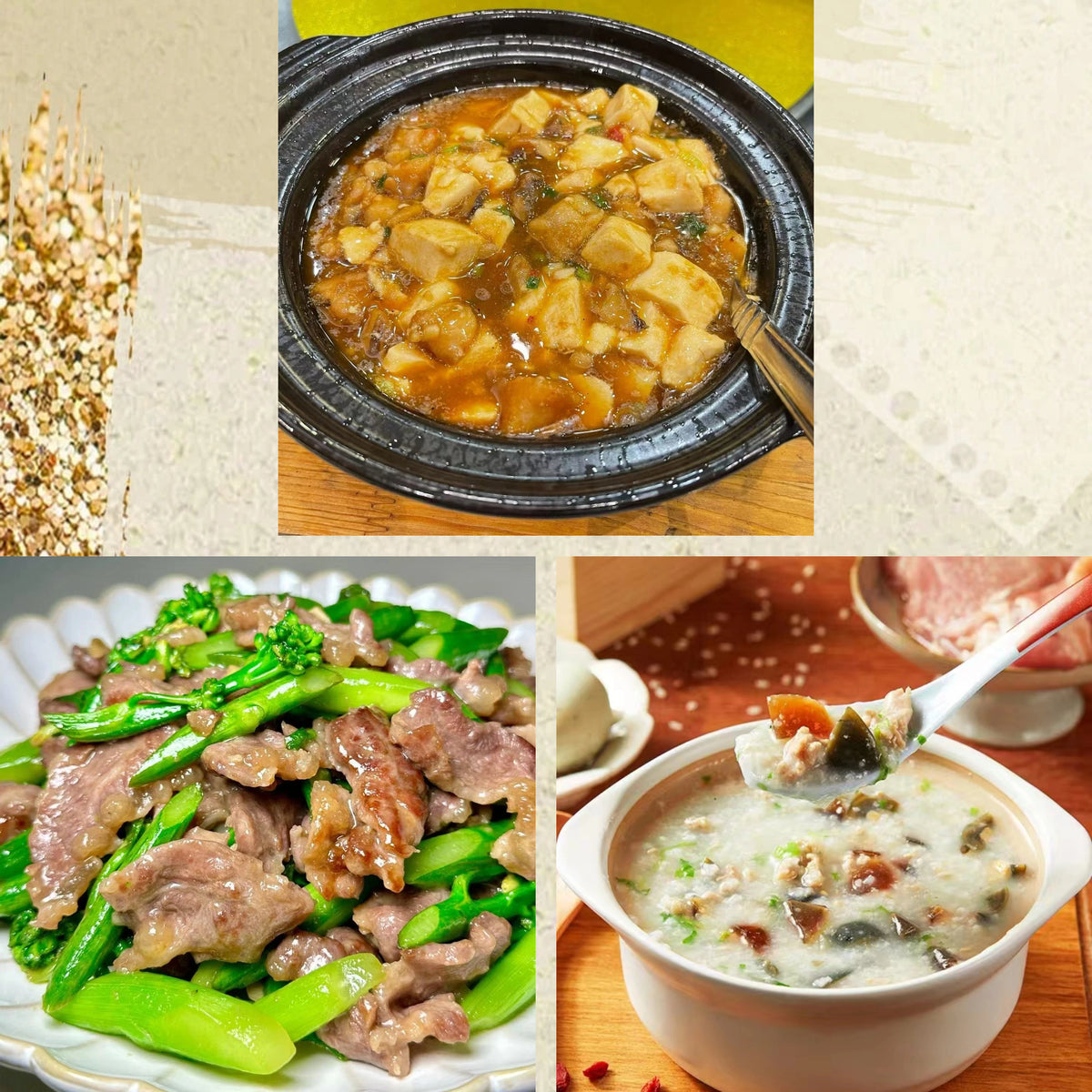 9月25日周五（C餐）精致小餐：咸鱼鸡粒豆腐煲    牛肉炒芥兰      皮蛋瘦肉粥