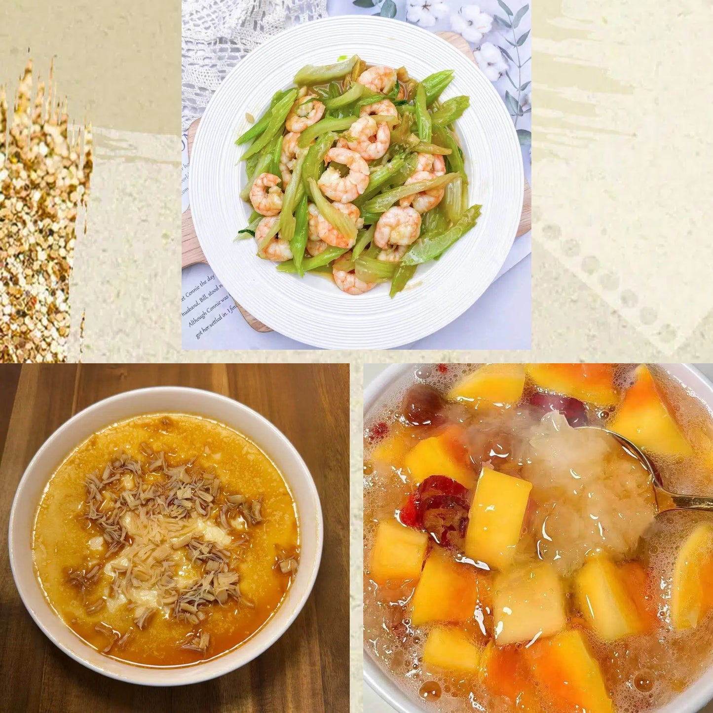 8月19日周三（C餐）精致小餐：西芹炒虾仁     瑶柱蒸蛋羹     美容雪耳炖木瓜炖（甜）