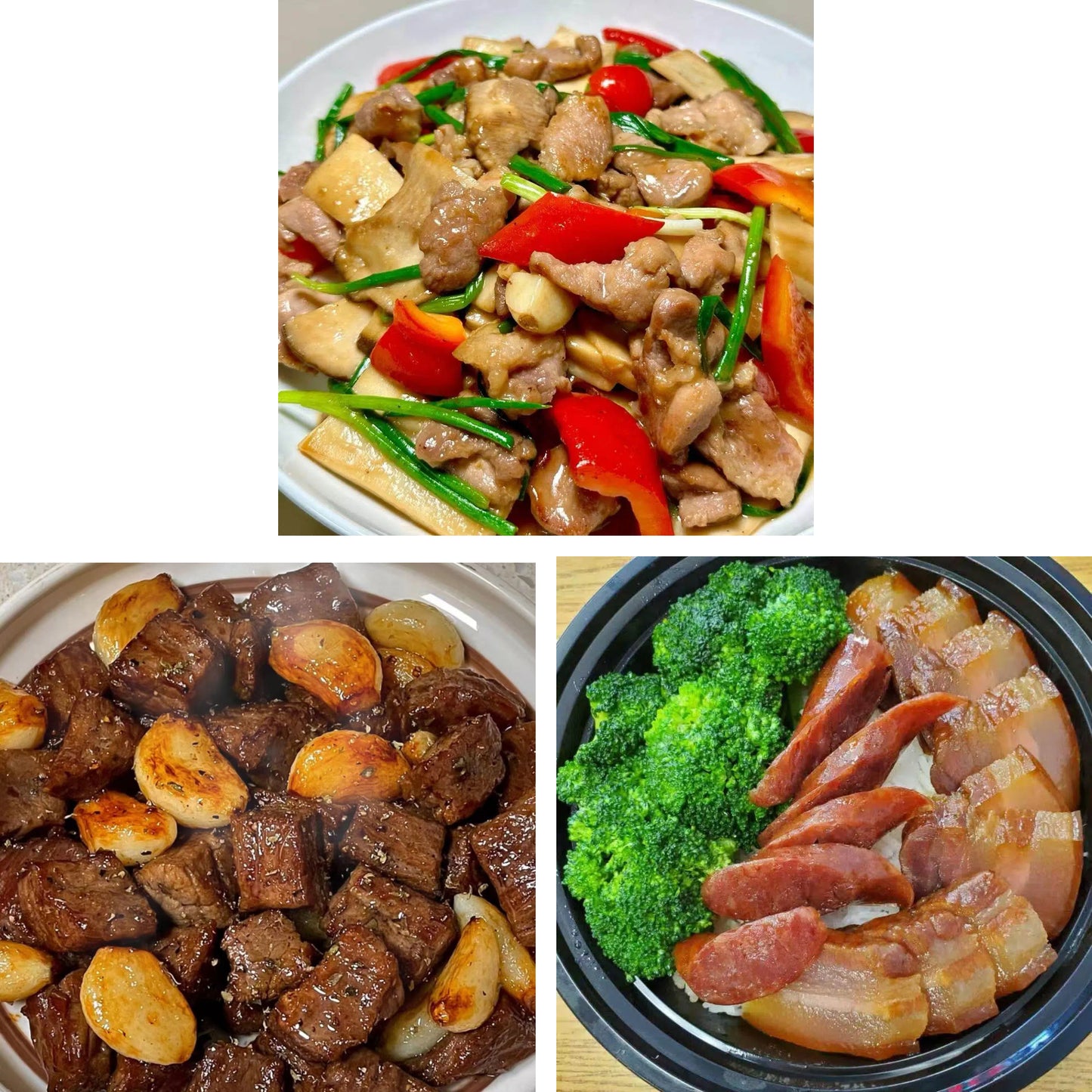 4月8日周三（C餐）精致小餐：杏鲍菇炒肉片     黑椒牛仔粒      腊味钵仔饭（2钵）