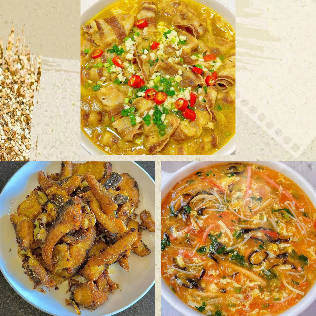 10月13日周二（C餐）精致小餐：金汤肥牛🌶️   椒盐鱼块     酸辣汤