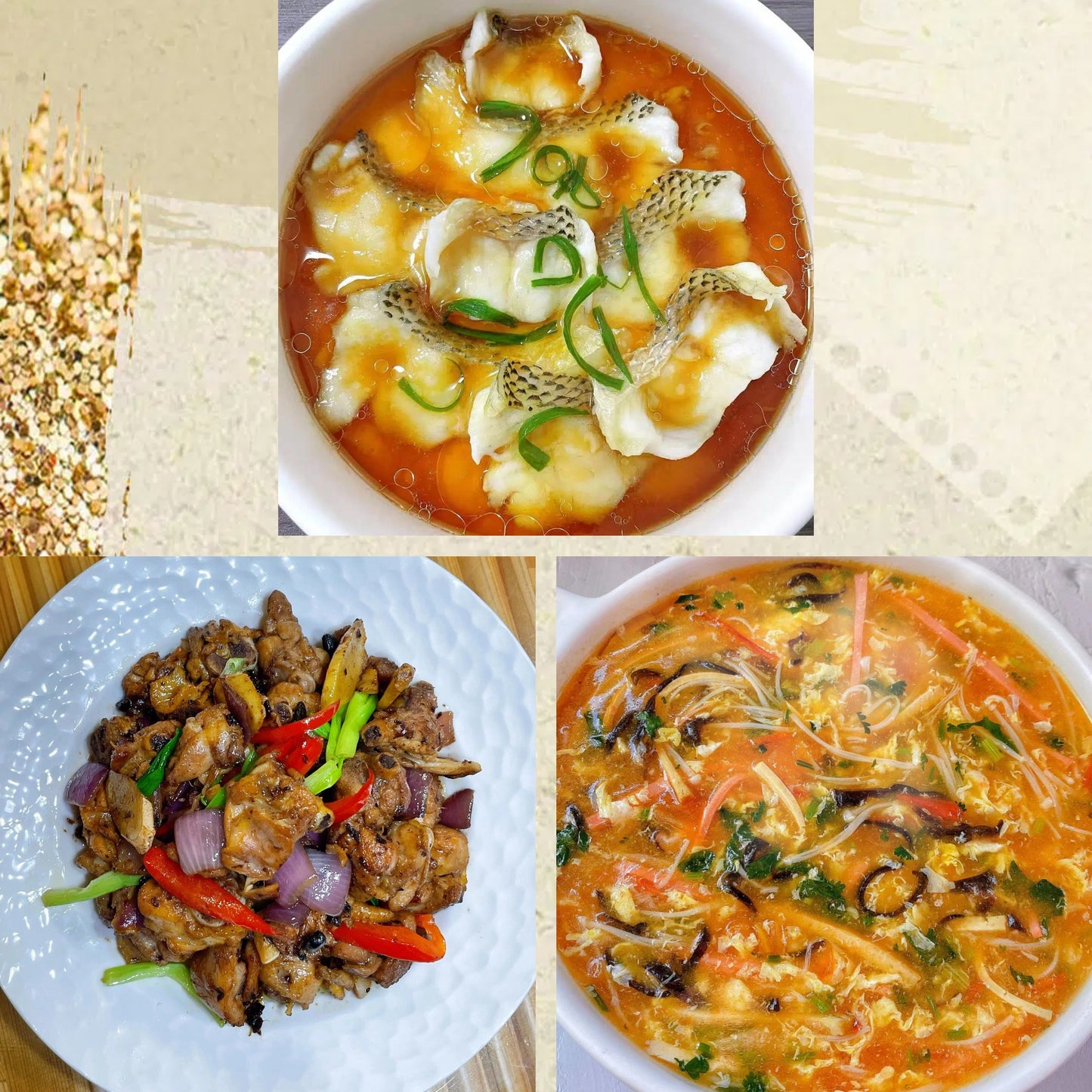 2月13日周五（C餐）精致小餐：鱼片蒸蛋羹     豉椒炒鸡球      酸辣汤