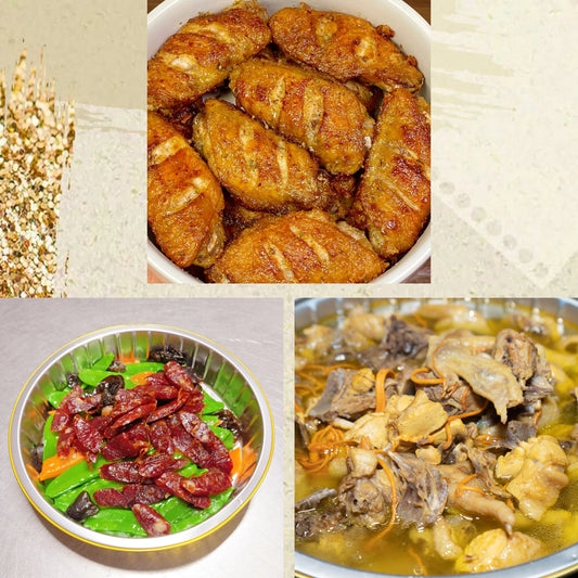 5月5日周二（C餐）精致小餐：椒盐鸡翅     腊肠炒甜豆     虫草花鸡汤