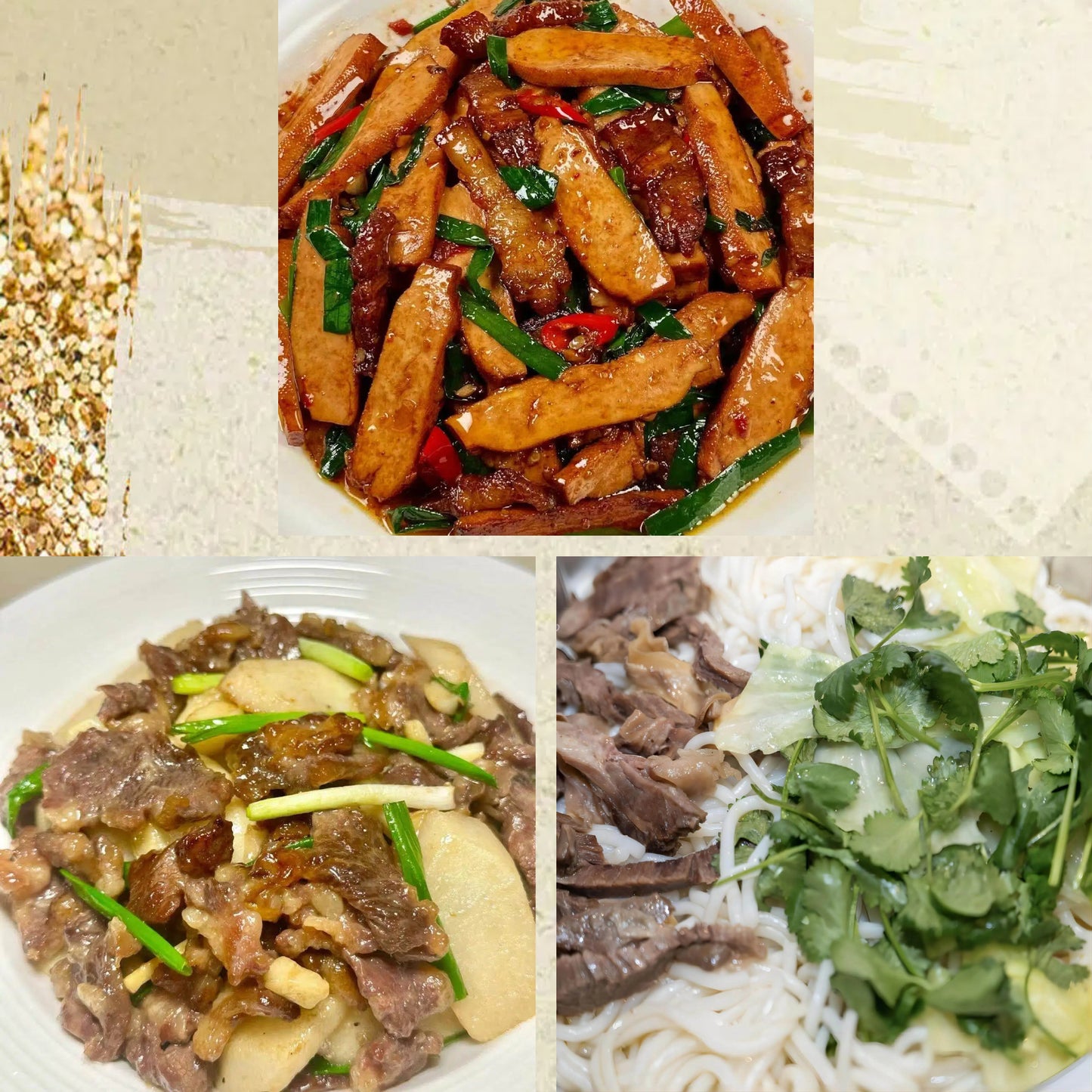 8月26日周三（C餐）精致小餐：香干炒肉🌶️     山药炒牛肉     清汤牛腱粉（2盒）