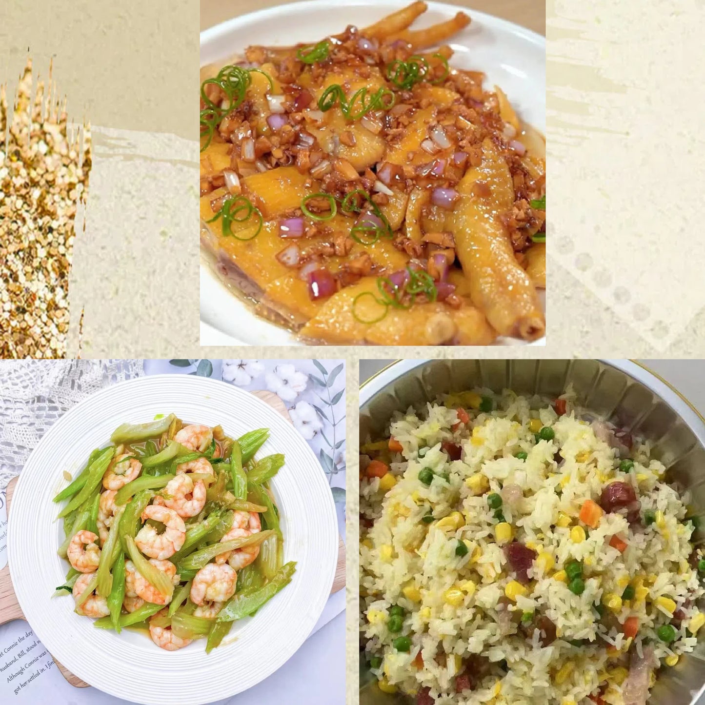 9月4日周四（C餐）精致小餐：红葱油淋鸡   西芹炒虾仁    顺德炒饭