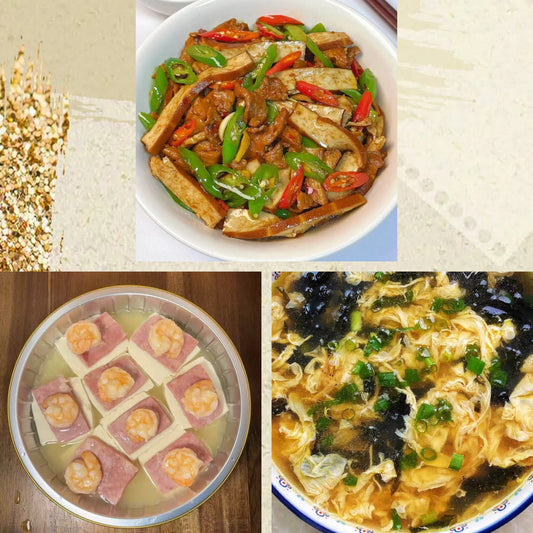 9月20日周日（C餐）精致小餐：香干炒肉🌶️     豆腐火腿蒸大    紫菜蛋花汤