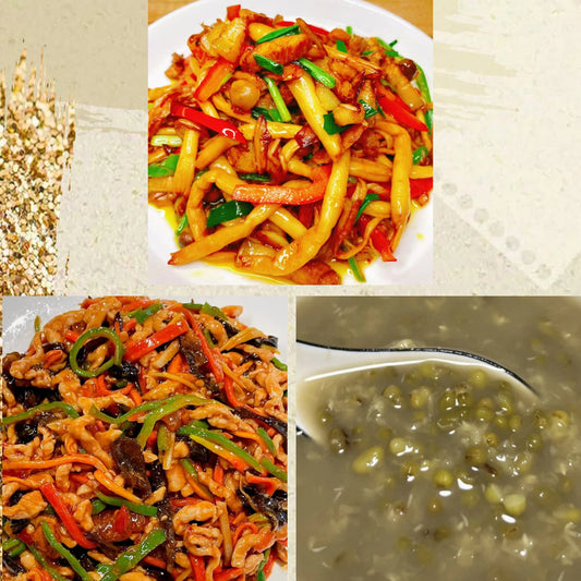 6月10日周三（C餐）精致小餐：珍珠菇爆叉烧粒      鱼香肉丝    海带绿豆沙
