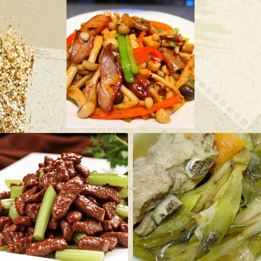 9月1日周二（C餐）精致小餐： XO酱叉烧炒杂菌      西芹炒牛肉     原盅龙骨霸王花汤