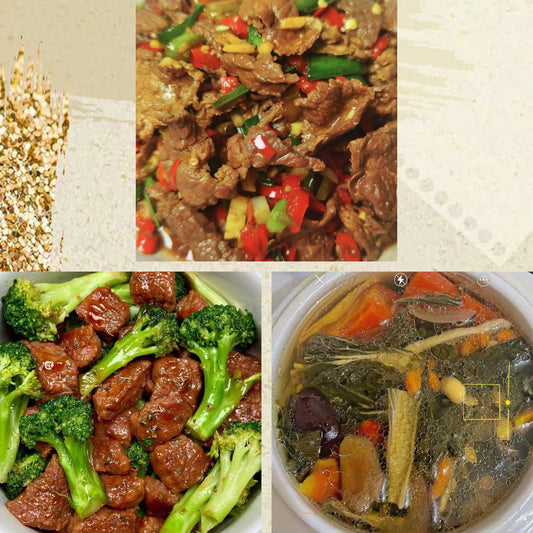 8月16日周日（C餐）精致小餐：农家小炒肉🌶️     西兰花炒牛肉      菜干红罗白煲龙骨汤