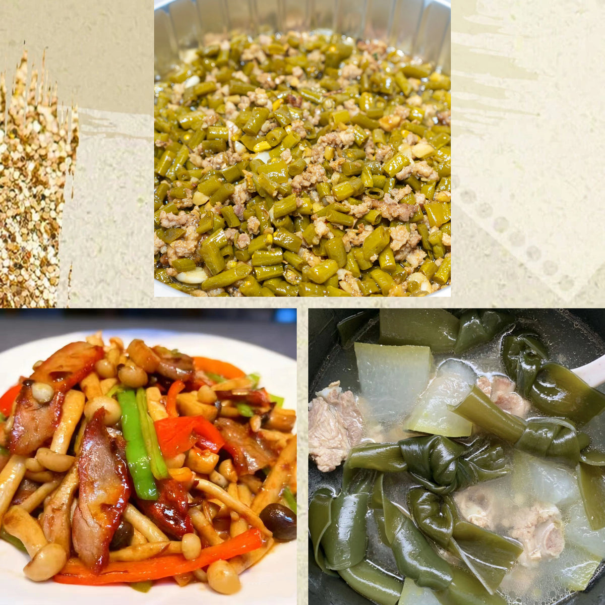 10月23日周五（C餐）精致小餐：肉沫酸豆角🌶️     XO酱叉烧炒杂菌     海带龙骨汤