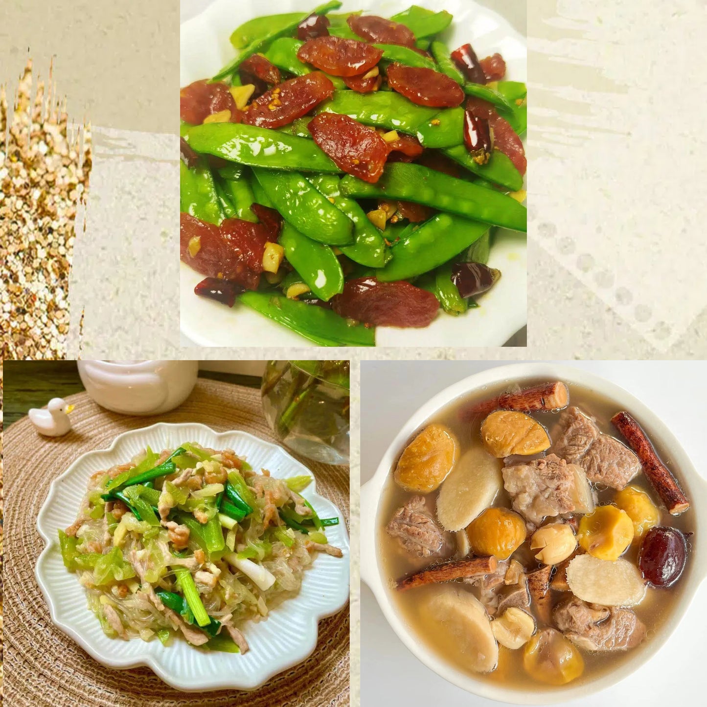 6月8日周一（C餐）精致小餐：甜豆炒腊味     节瓜海米粉丝煲     五指毛桃猪骨汤