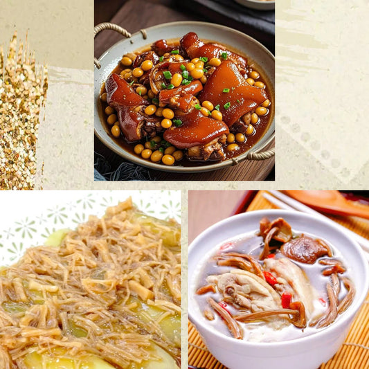 5月19日周二（C餐）精致小餐：黄豆炖猪手    瑶柱瓜脯     原盅茶树菇炖老鸡汤