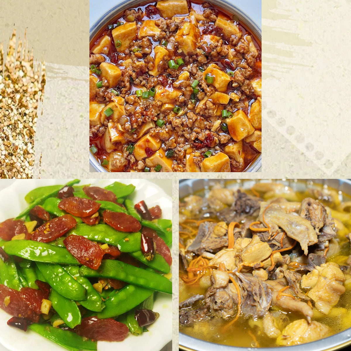 10月14日周三（C餐）精致小餐：麻婆豆腐🌶️    腊味炒荷兰豆    虫草花鸡汤