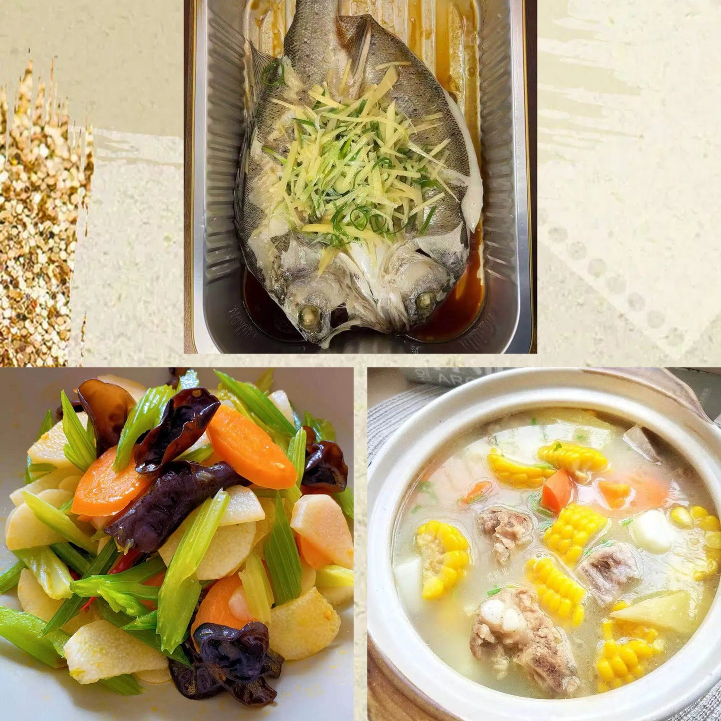 6月29日周一（D餐）精致小餐：清蒸鲈鱼      西芹炒山药   玉米胡萝卜排骨汤