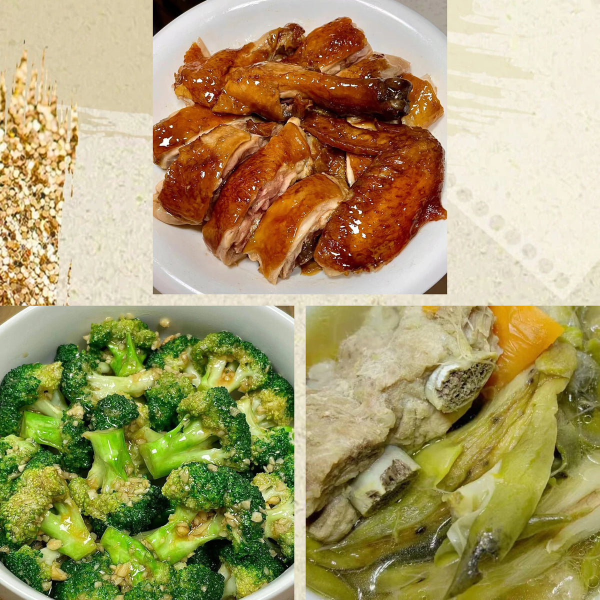 10月15日周四（D餐）精致小餐：易佰招牌豉油鸡      蒜香西兰花     霸王花煲龙骨汤