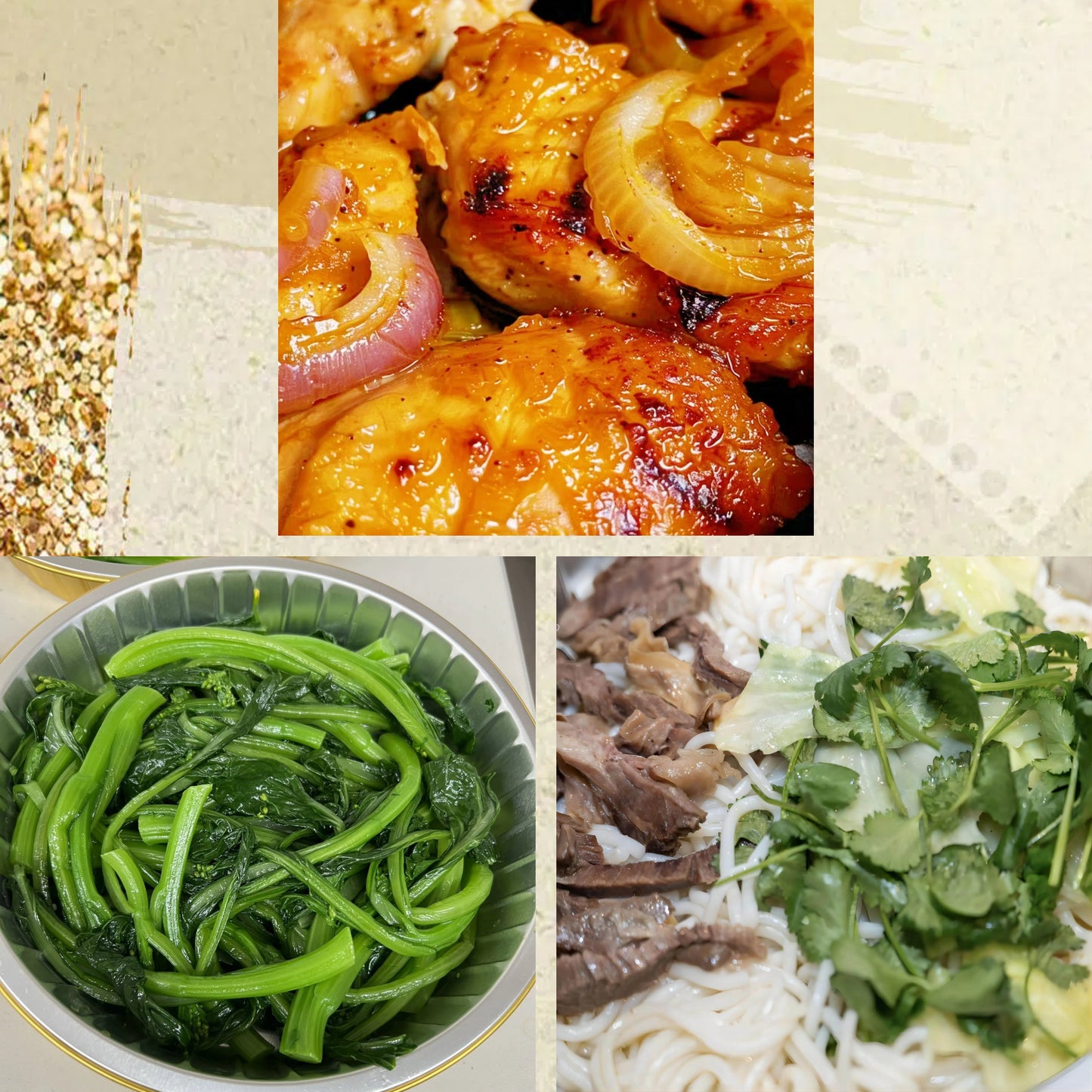 7月26日周日（D餐）精致小餐：洋葱黑椒鸡扒     上汤油菜     清汤牛腱粉（2盒）