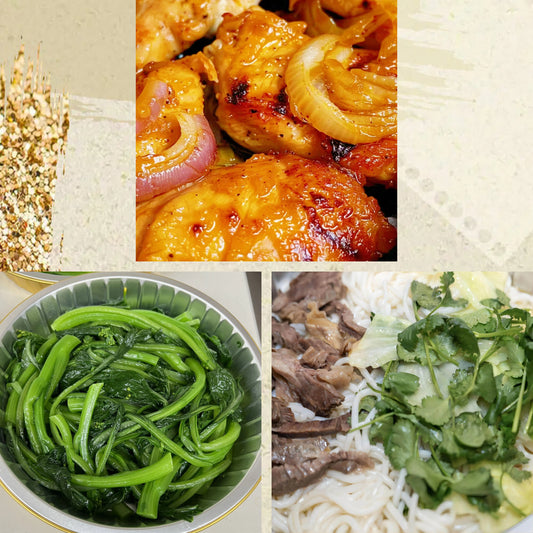 7月26日周日（D餐）精致小餐：洋葱黑椒鸡扒     上汤油菜     清汤牛腱粉（2盒）