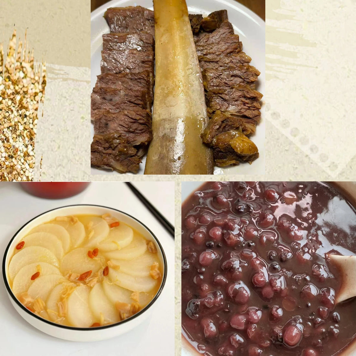 10月7日周三（D餐）精致小餐：酱香牛肋排     鸡汤萝卜    陈皮红豆沙