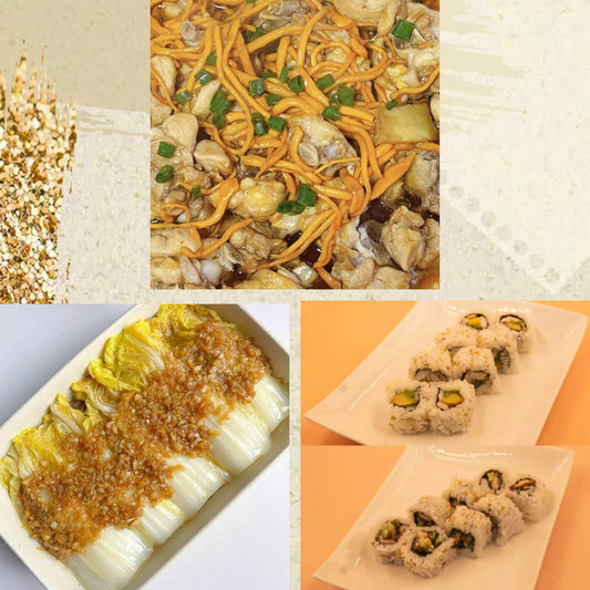 3月27日周五（D餐）精致小餐：虫草花蒸鸡      蒜蓉粉丝蒸娃娃菜     日式卷