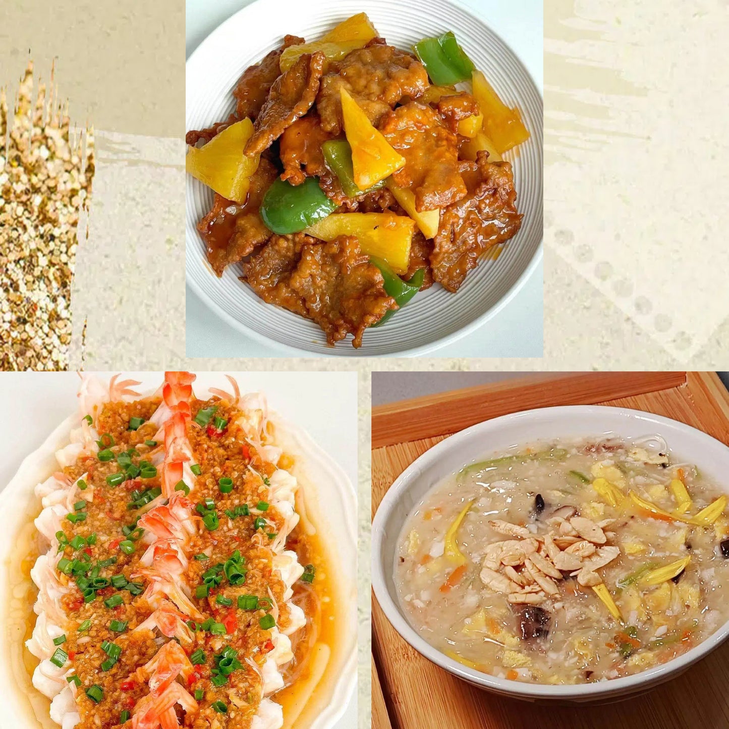 8月17日周一（D餐）精致小餐：紫萝牛肉      蒜蓉粉丝蒸虾    鱼蓉仿肚羹