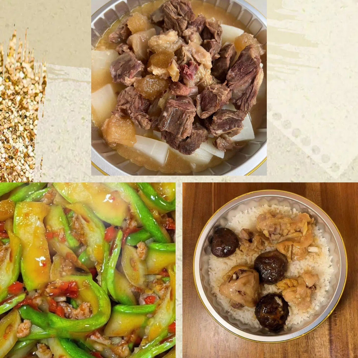8月21日周五（D餐）精致小餐：清汤萝卜牛腩      肉沫炒角瓜     香菇滑鸡钵仔饭（2钵）