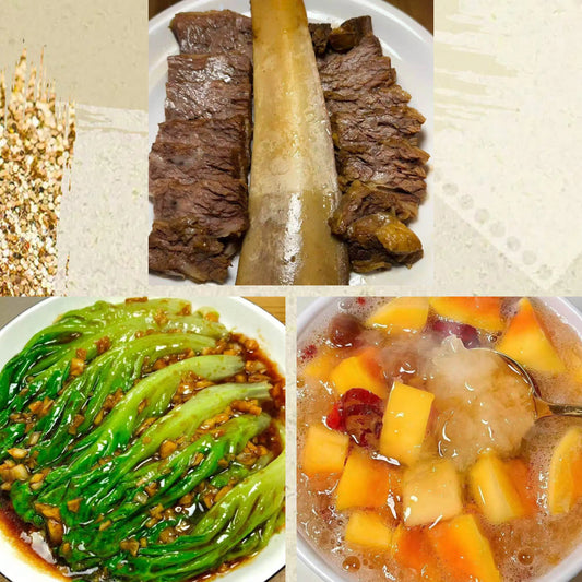 9月15日周二（D餐）精致小餐：酱香牛肋排    白灼生菜     美容雪耳炖木瓜（甜）