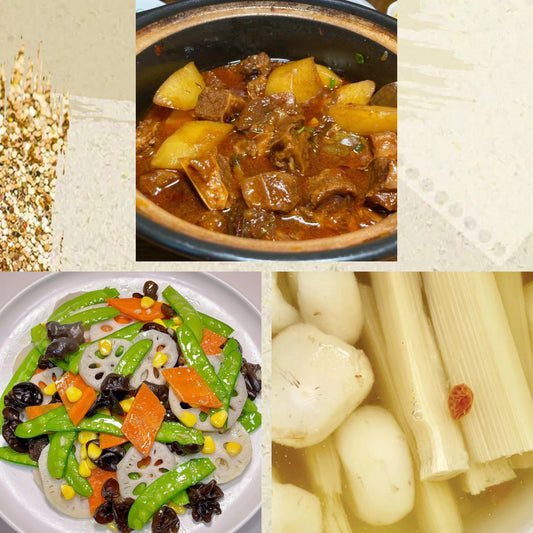 7月24日周五（D餐）精致小餐：土豆酱香牛肉    荷塘小炒    茅根竹蔗马蹄水