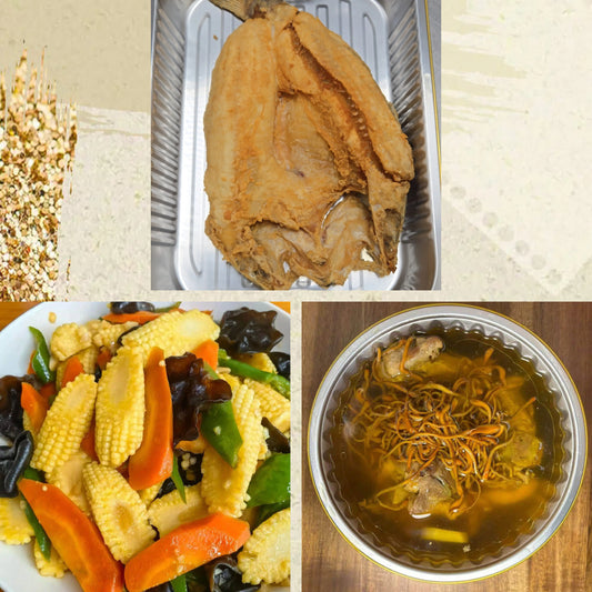 1月16日周五（D餐）精致小餐：干煎咸香鲈鱼    玉米芯炒木耳    原盅虫草花炖瘦肉汤