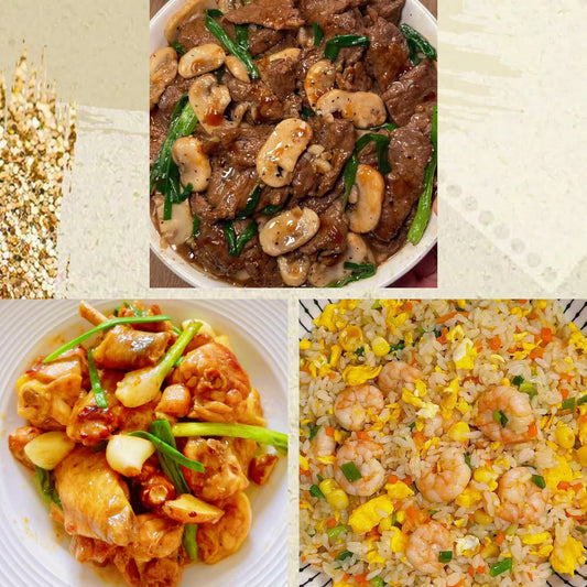 10月21日周二（D餐）精致小餐：鲜蘑黑椒牛肉   姜葱炒走地鸡    虾仁炒饭
