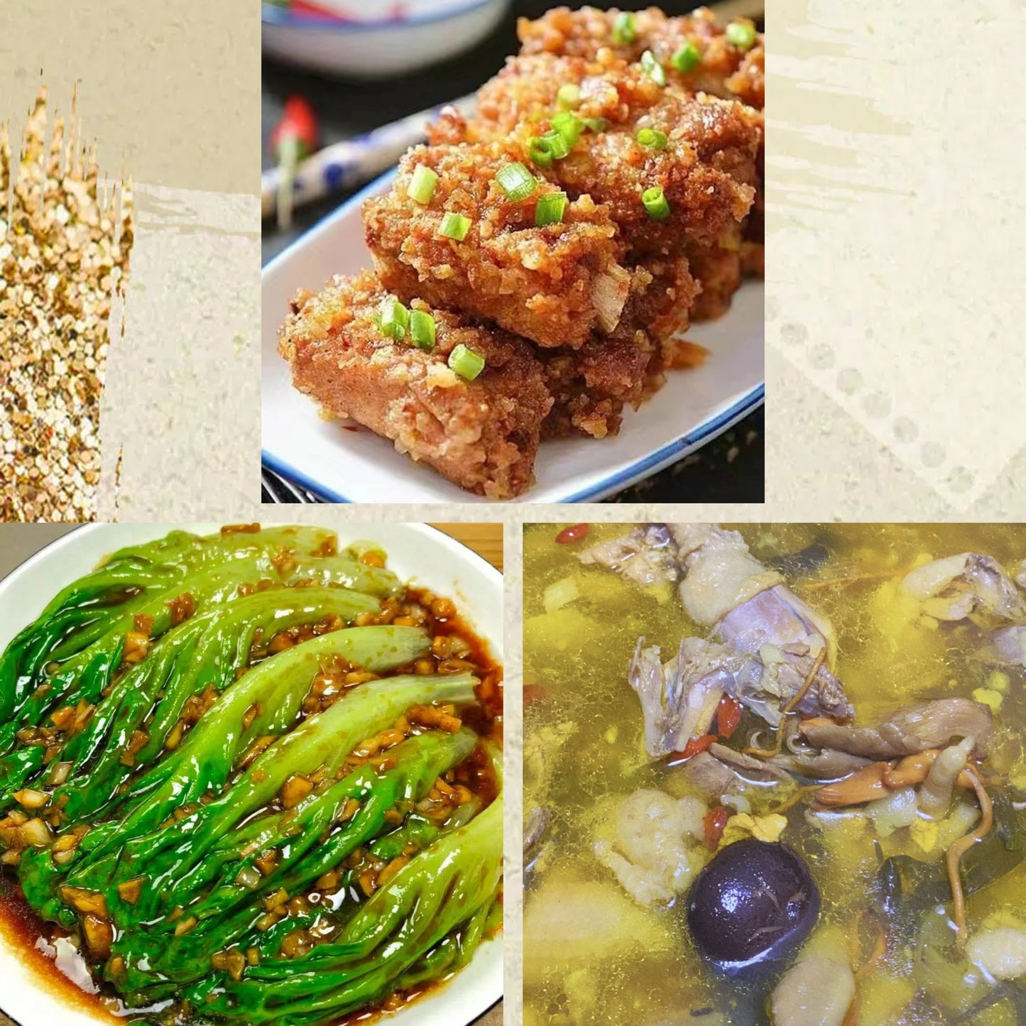 8月14日周五（D餐）精致小餐：粉蒸排骨    白灼生菜   滋补养颜土鸡汤