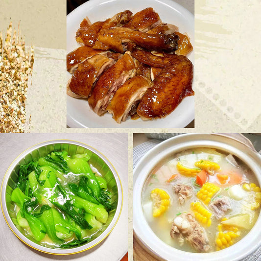 9月14日周一（D餐）精致小餐：易佰招牌豉油鸡      蒜香青江菜    排骨玉米汤