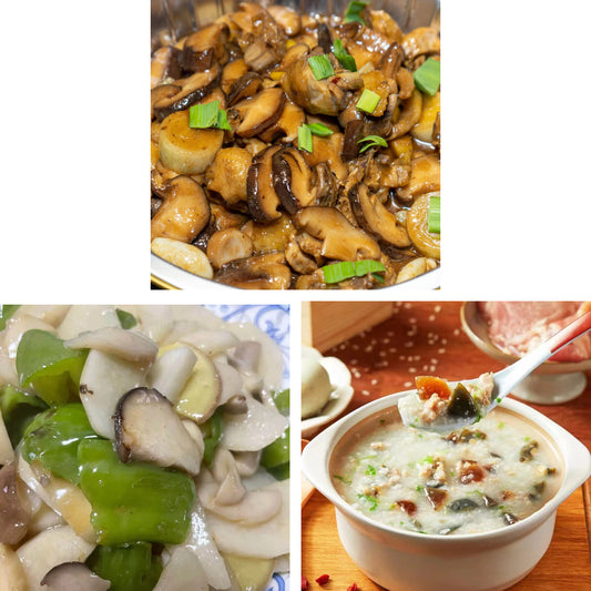 4月12日周日（D餐）精致小餐：小鸡炖蘑菇      山药炒平菇     皮蛋瘦肉粥