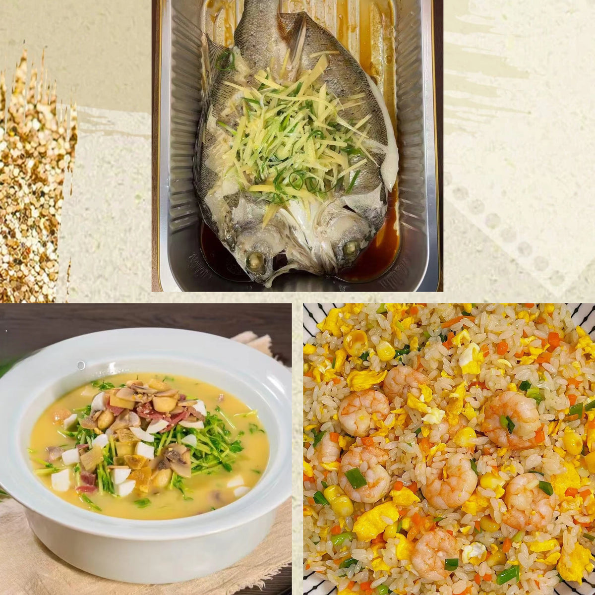 10月5日周一（D餐）精致小餐：清蒸鲈鱼      上汤鸡丝豆苗     虾仁炒饭