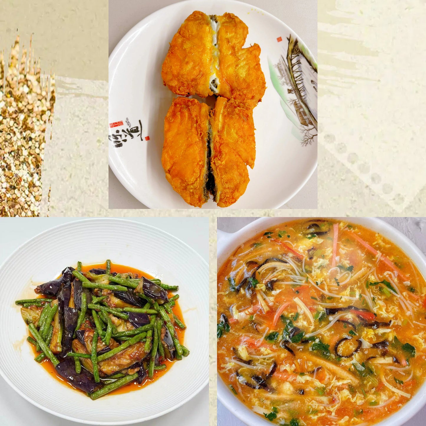 3月6日周五（D餐）精致小餐：阿拉斯加香煎鳕鱼（整块）    长豆角烧茄子     酸辣汤