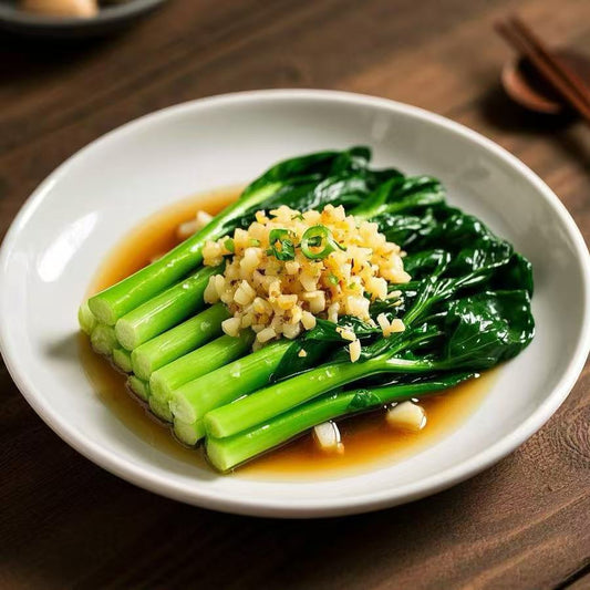 9月2日周二（G餐）精品菜：蒜香广东菜心（当日订单满💲36即可免费配送，如果单独订此餐，需额外支付$10派送费）