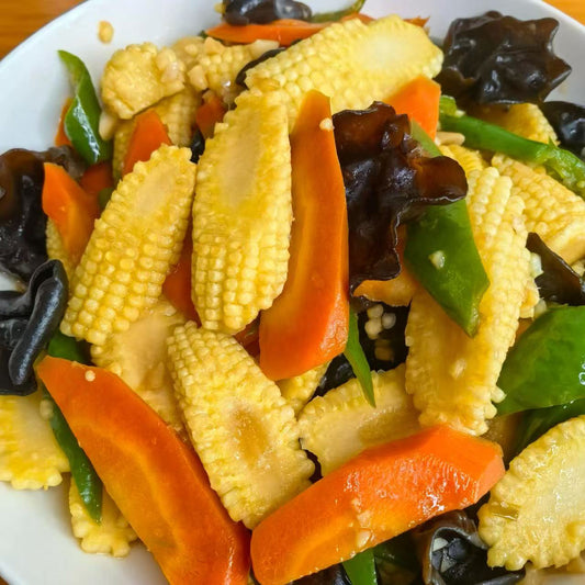 1月16日周五（G餐）精品菜：玉米芯炒木耳（当日订单满💲36即可免费配送，如果单独订此餐，需额外支付$10派送费）